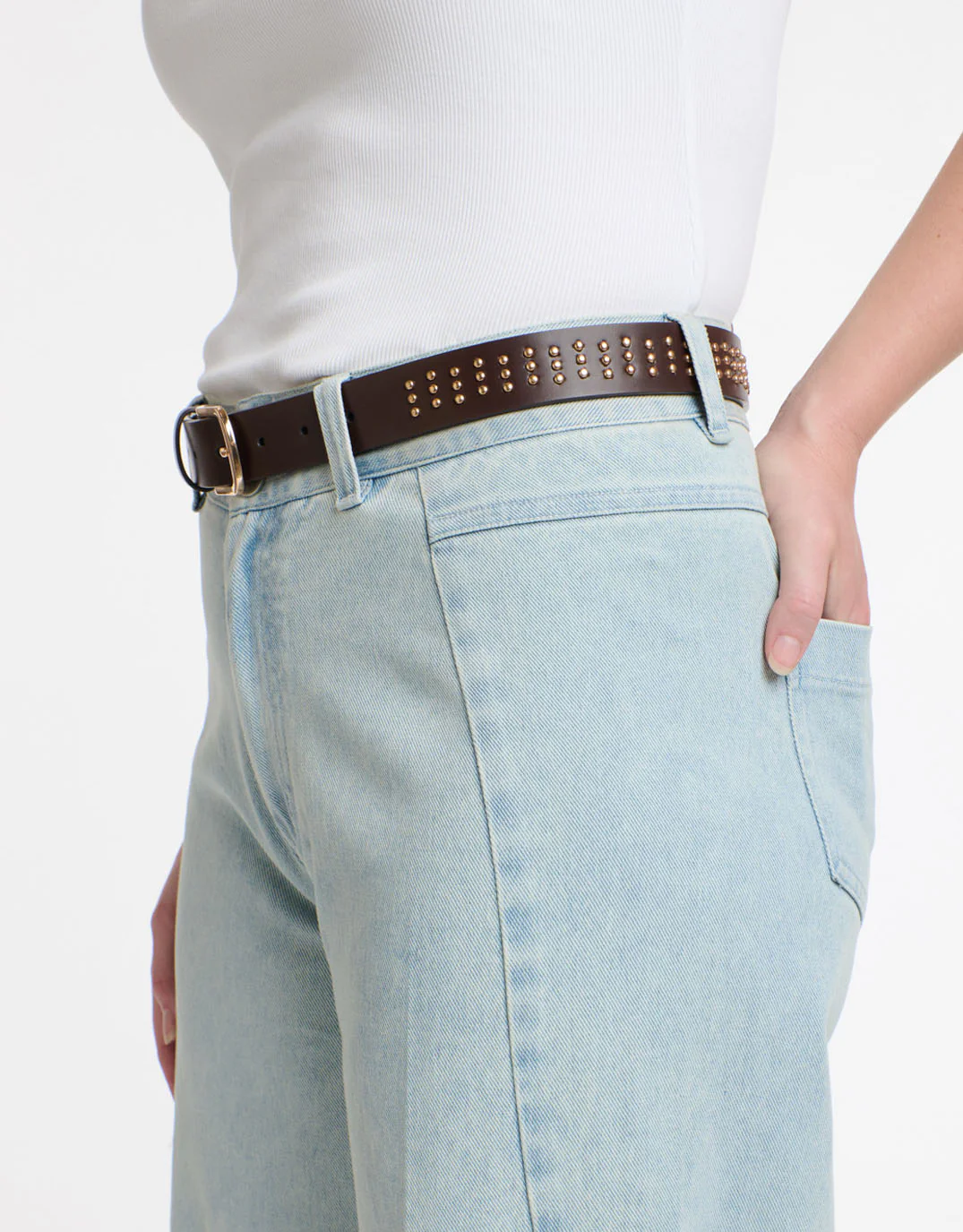 Triple Studded Belt - Choc - Image 3