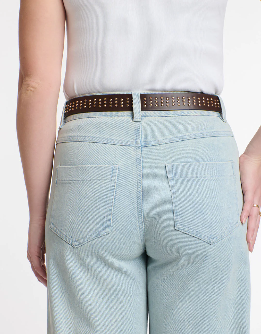 Triple Studded Belt - Choc - Image 5