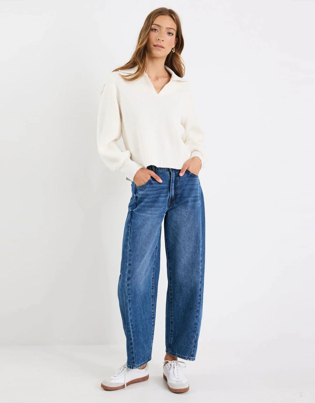 Truth Collar Chunky Knit Jumper - Ivory - Image 4