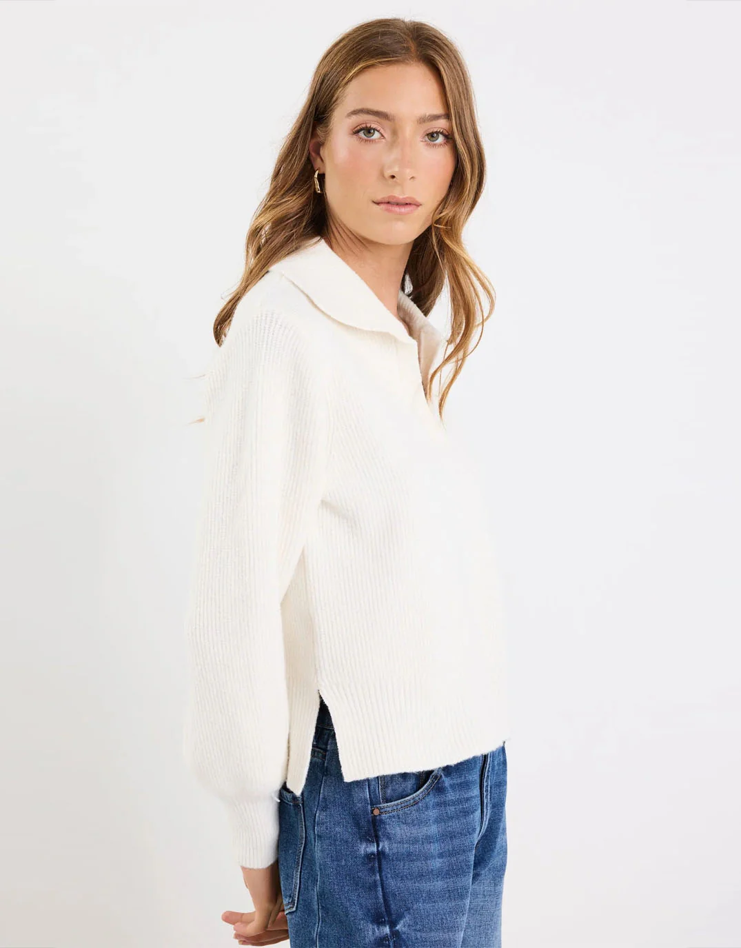 Truth Collar Chunky Knit Jumper - Ivory - Image 6