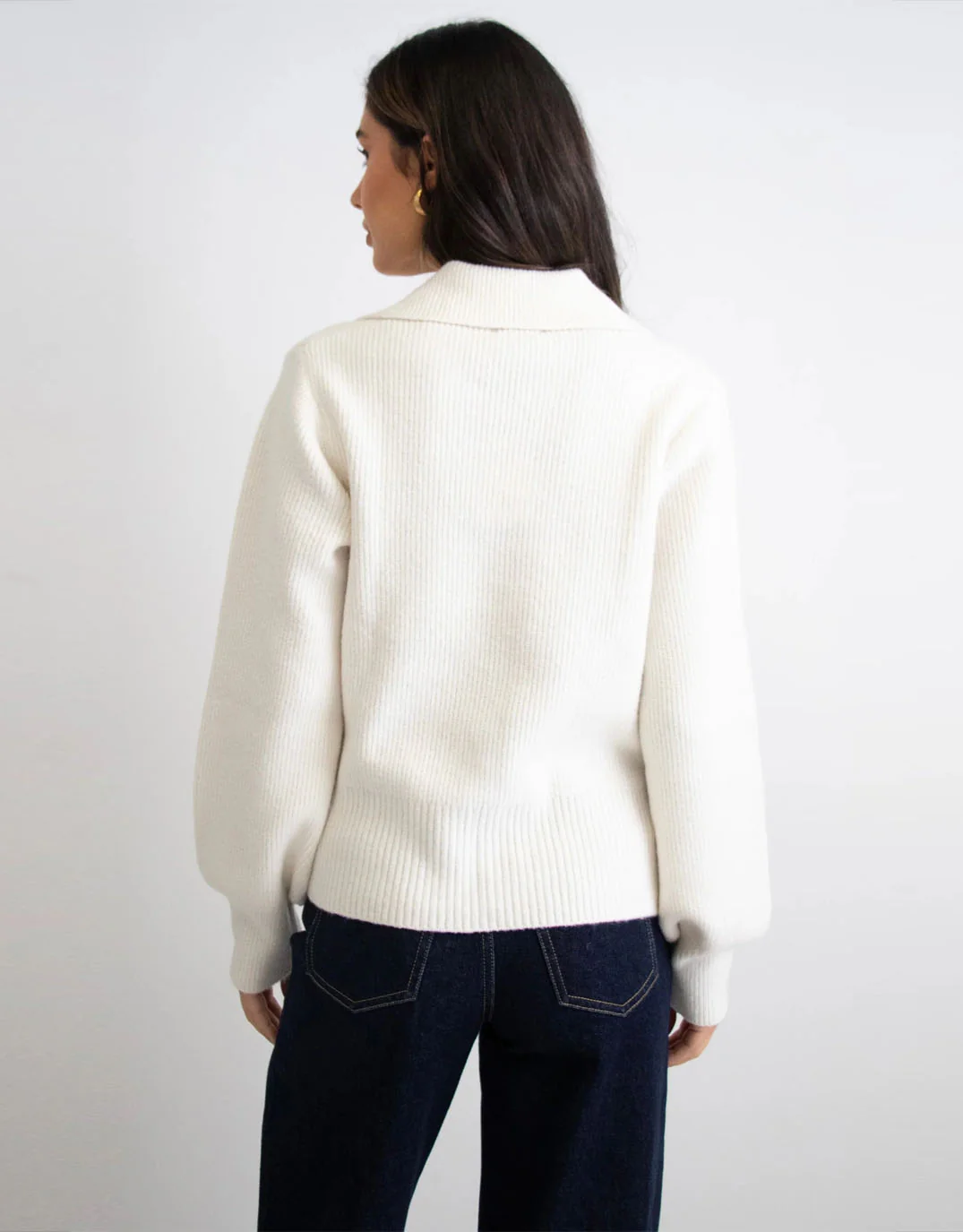 Truth Collar Chunky Knit Jumper - Ivory - Image 7