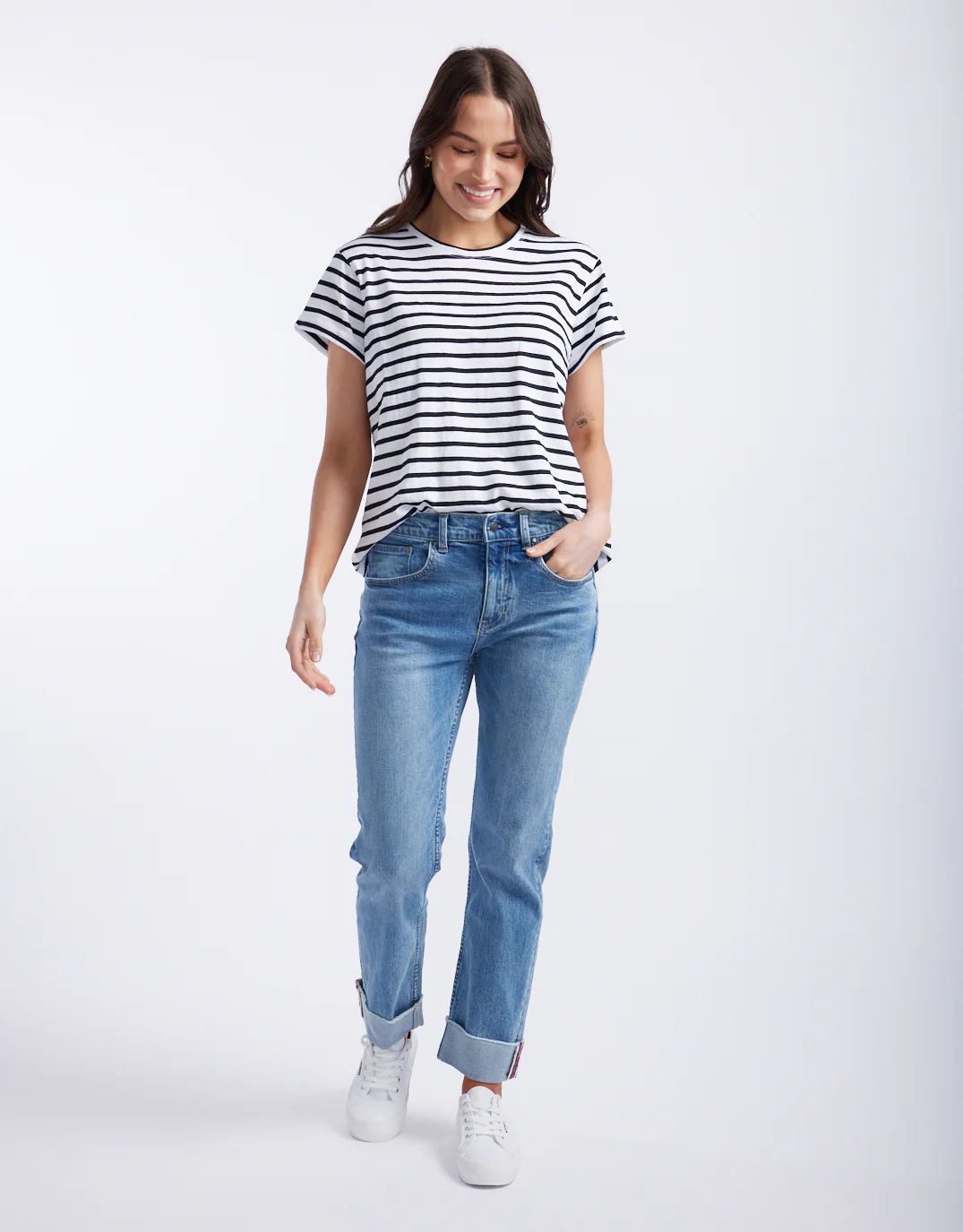Turn Back T-Shirt - White/Black Stripe - Image 5