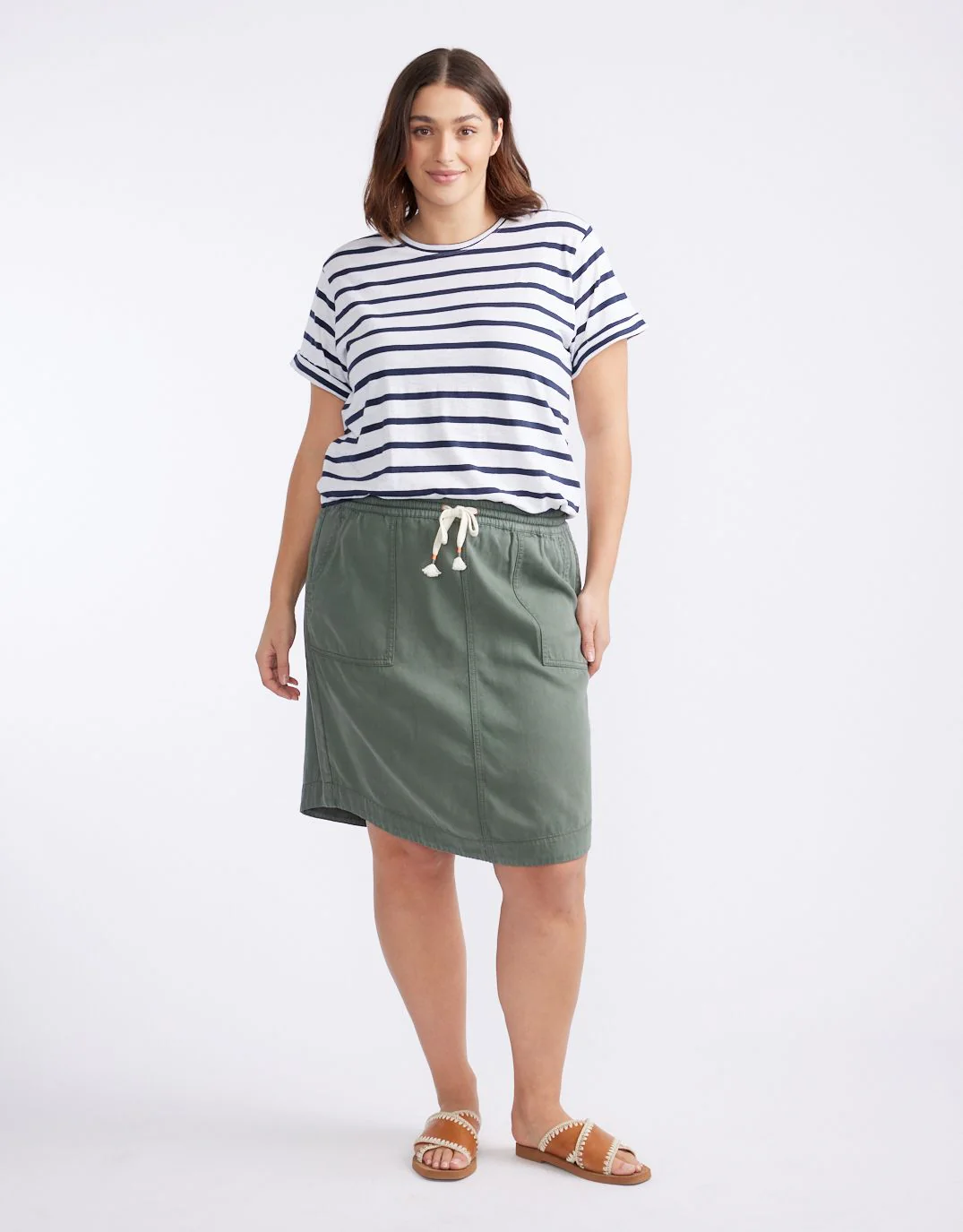 Turn Back T-Shirt - White/Navy Stripe - Image 3