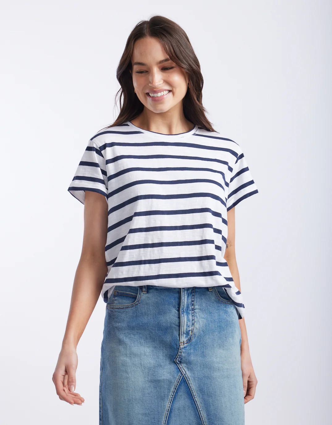 Turn Back T-Shirt - White/Navy Stripe - Image 7
