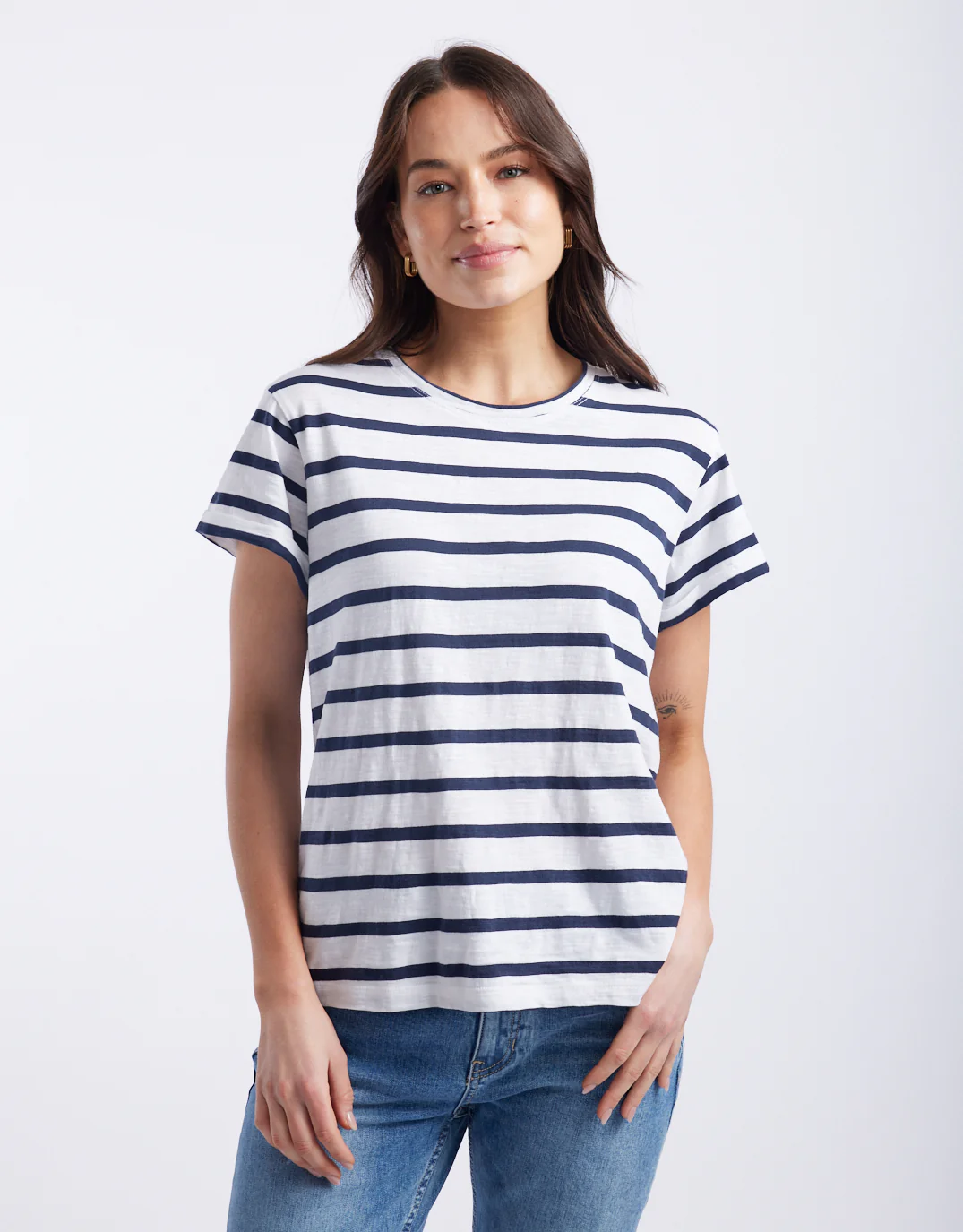 Turn Back T-Shirt - White/Navy Stripe - Image 8