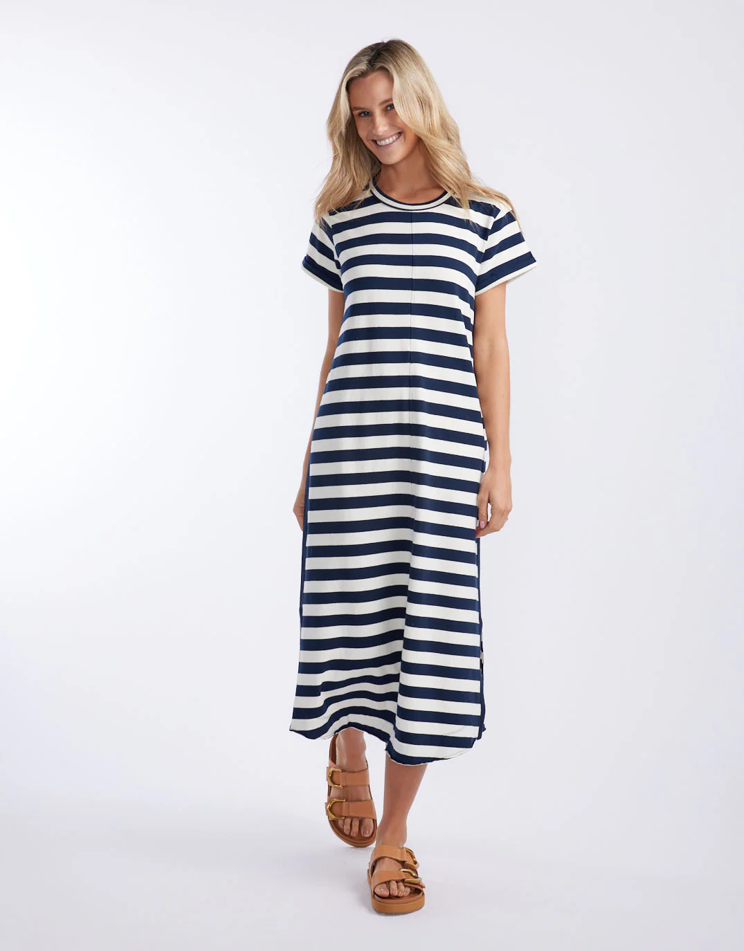 Turn Back Tee Midi Dress - Navy / White Stripe - Image 6
