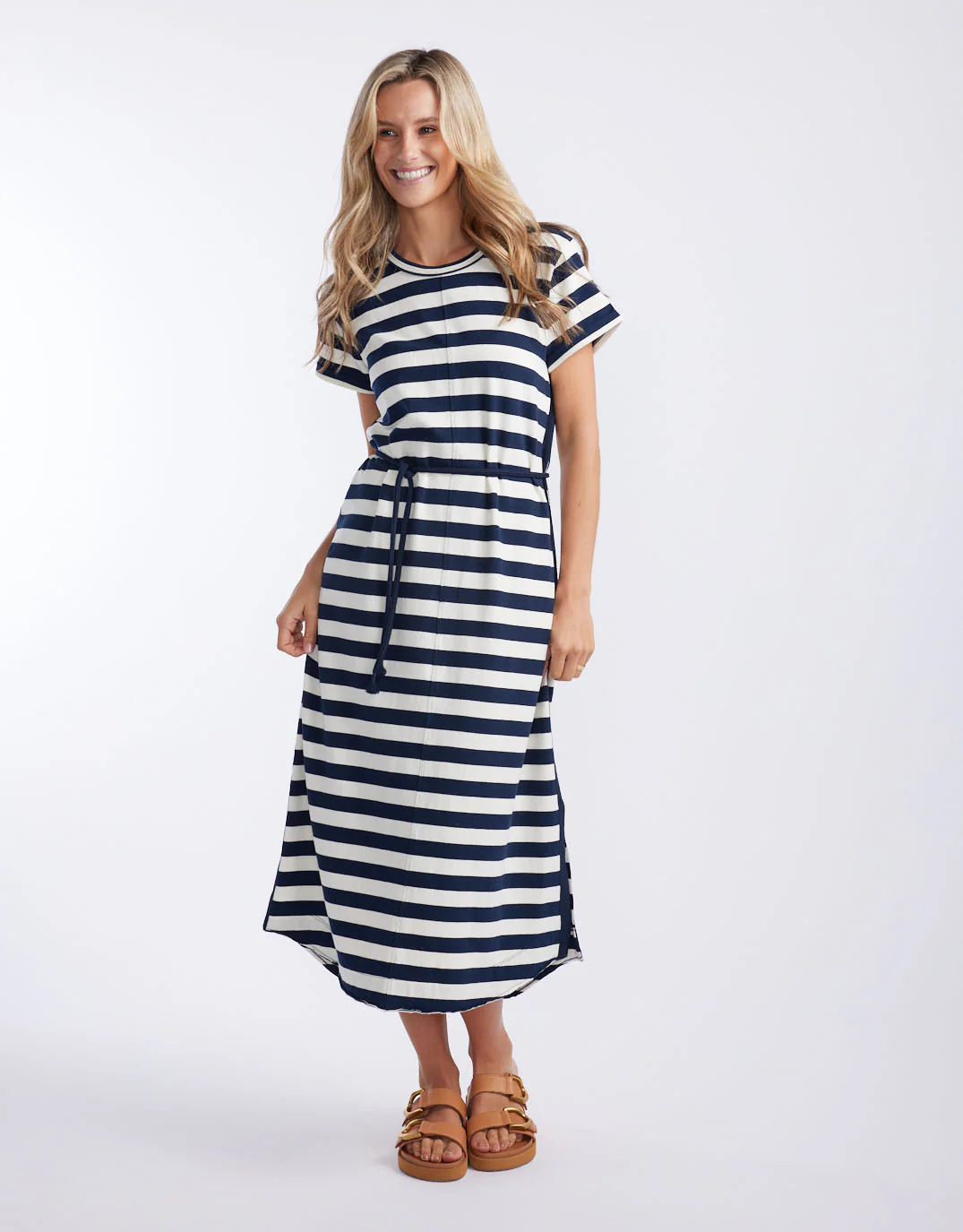 Turn Back Tee Midi Dress - Navy / White Stripe - Image 7
