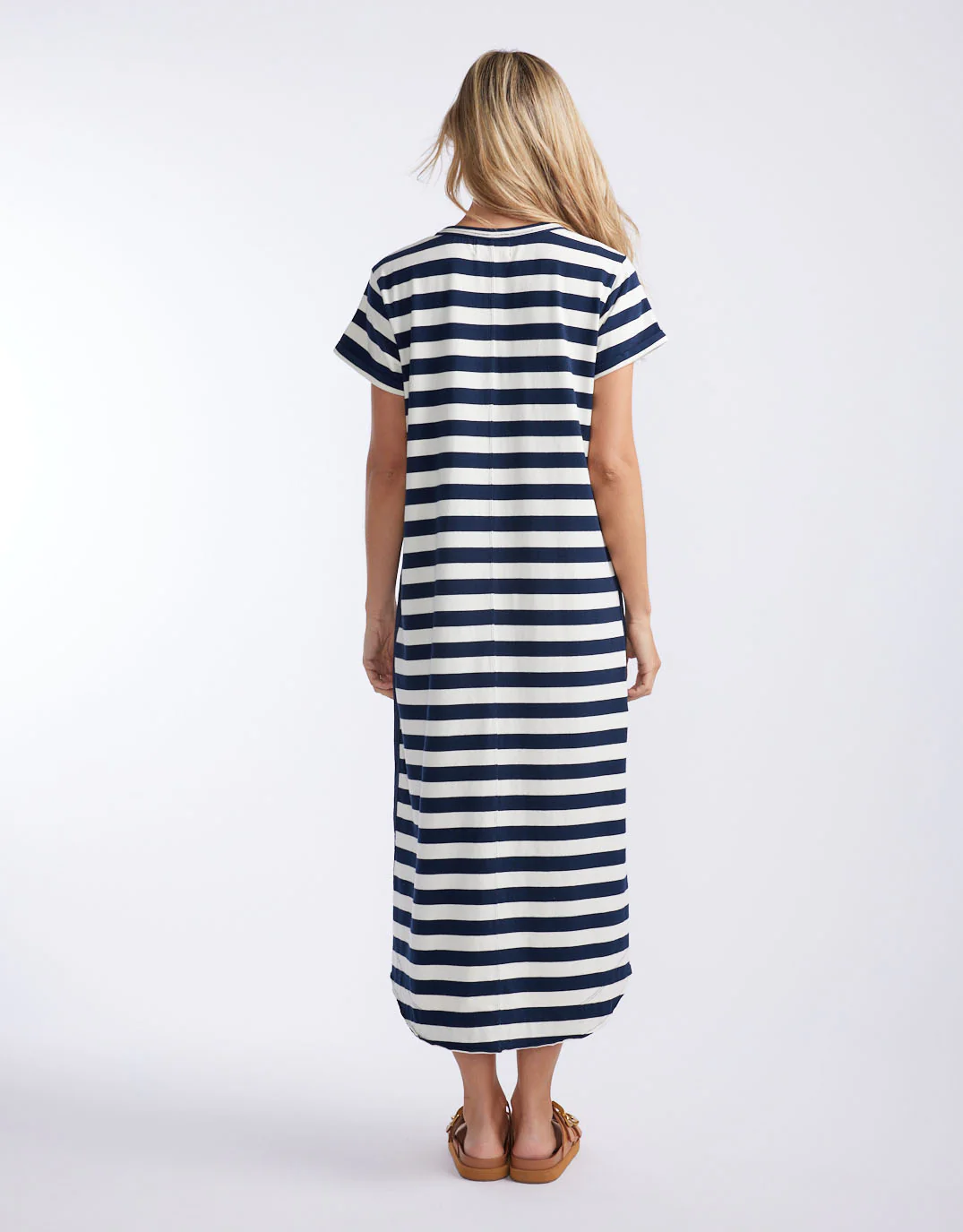 Turn Back Tee Midi Dress - Navy / White Stripe - Image 8