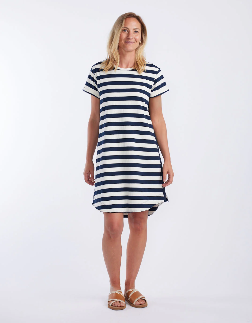 Turn Back Tee Short Dress - Navy / White Stripe - Image 2