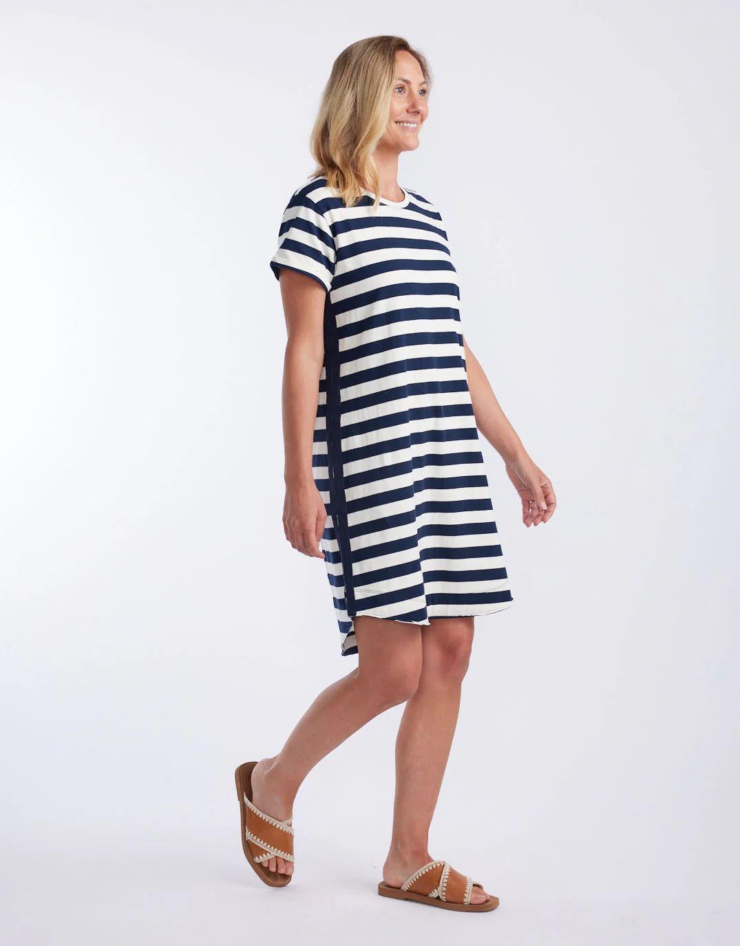 Turn Back Tee Short Dress - Navy / White Stripe - Image 3