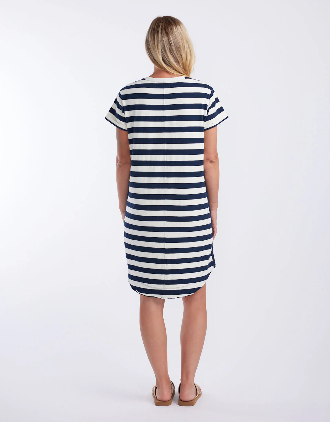 Turn Back Tee Short Dress - Navy / White Stripe - Image 4