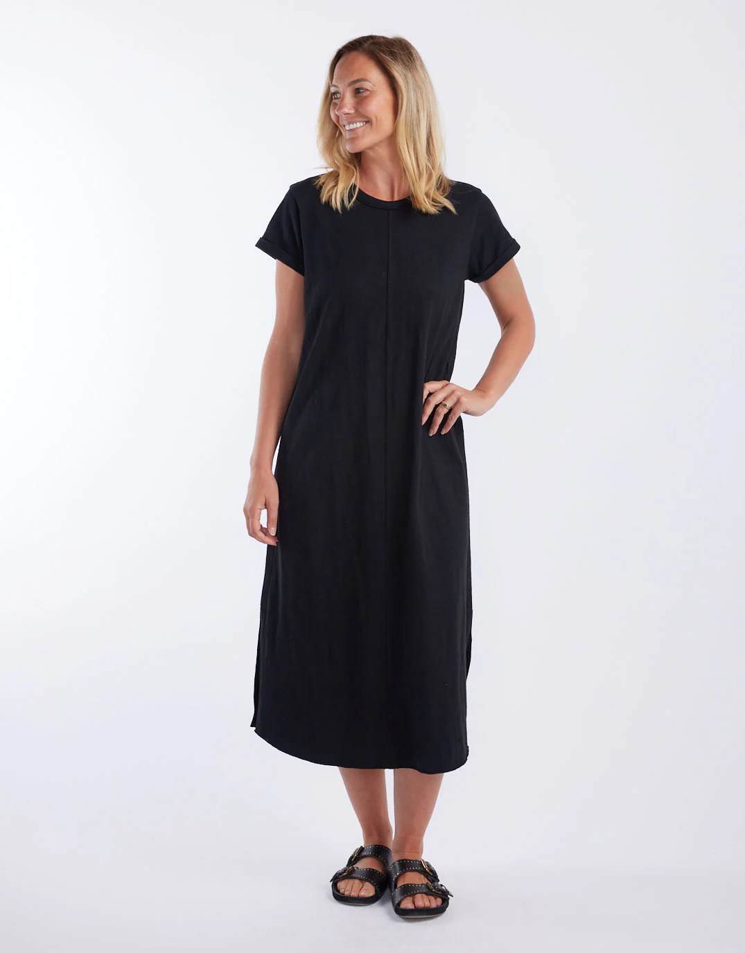 Turn Back Tee Midi Dress - Black