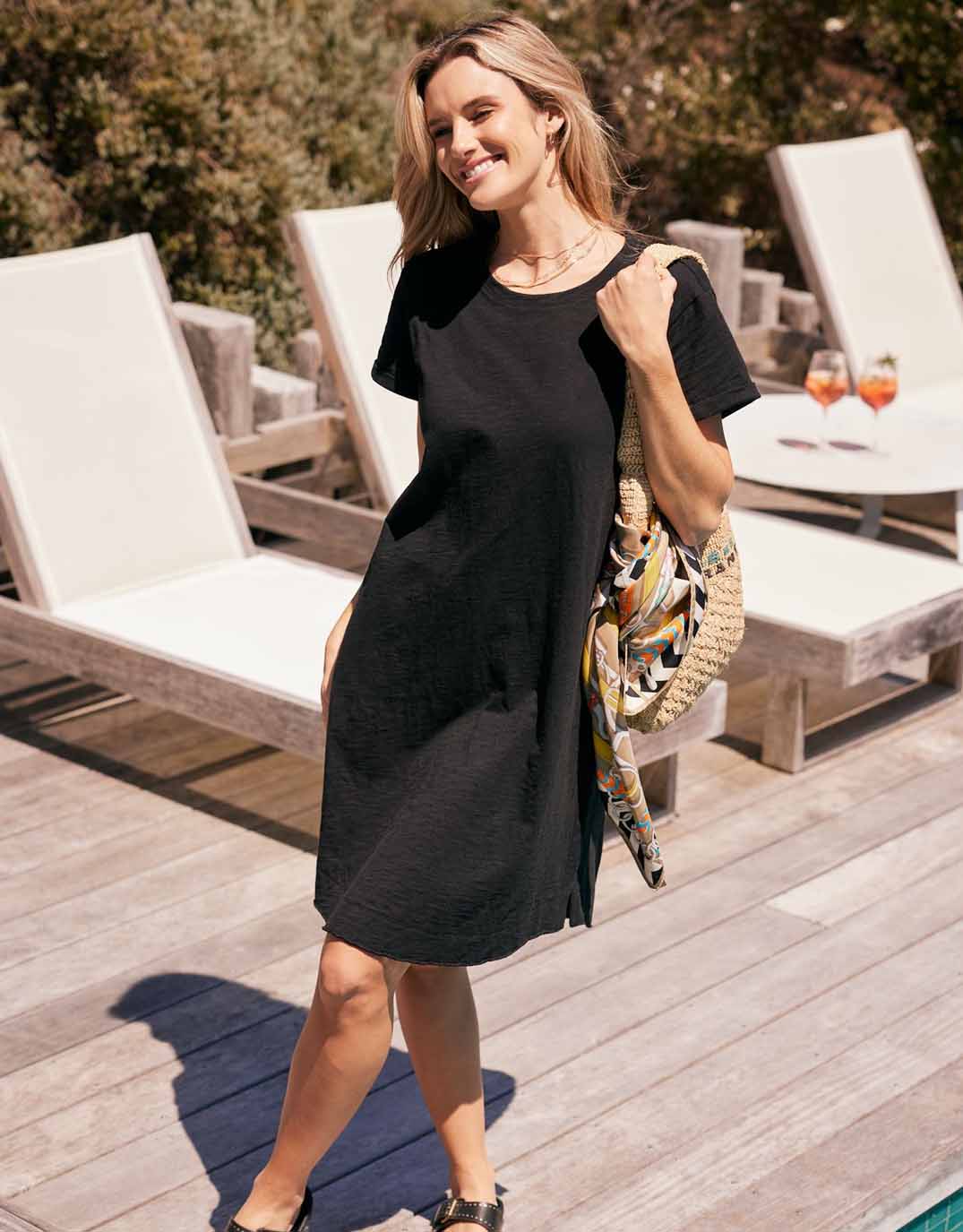 Turn Back Tee Short Dress - Black