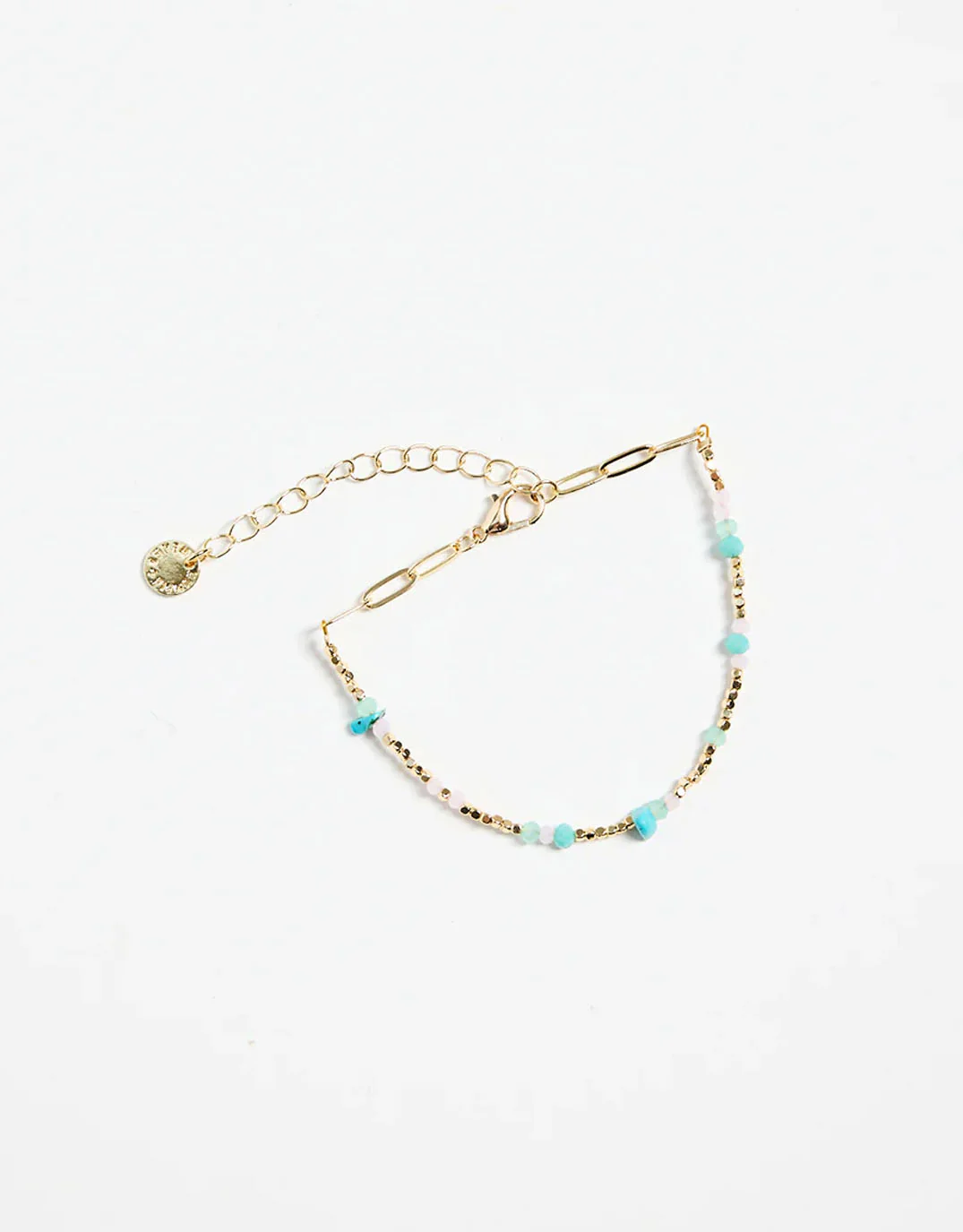 Turquoise Bead Gold Bracelet - Image 2