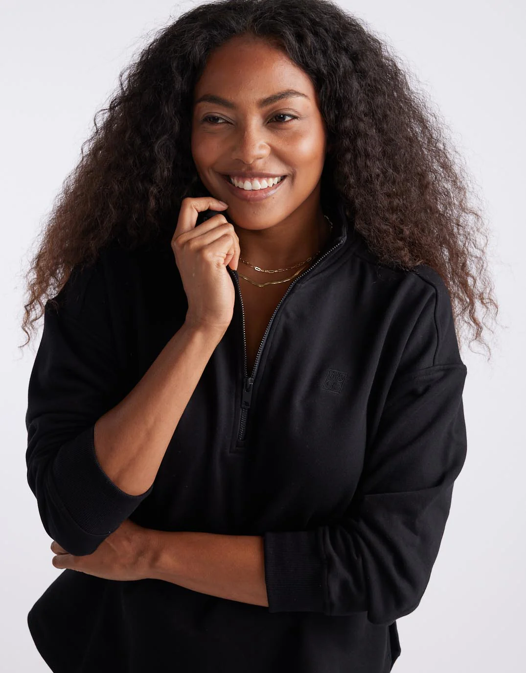 Unwind Half Zip Sweater - Black - Image 2