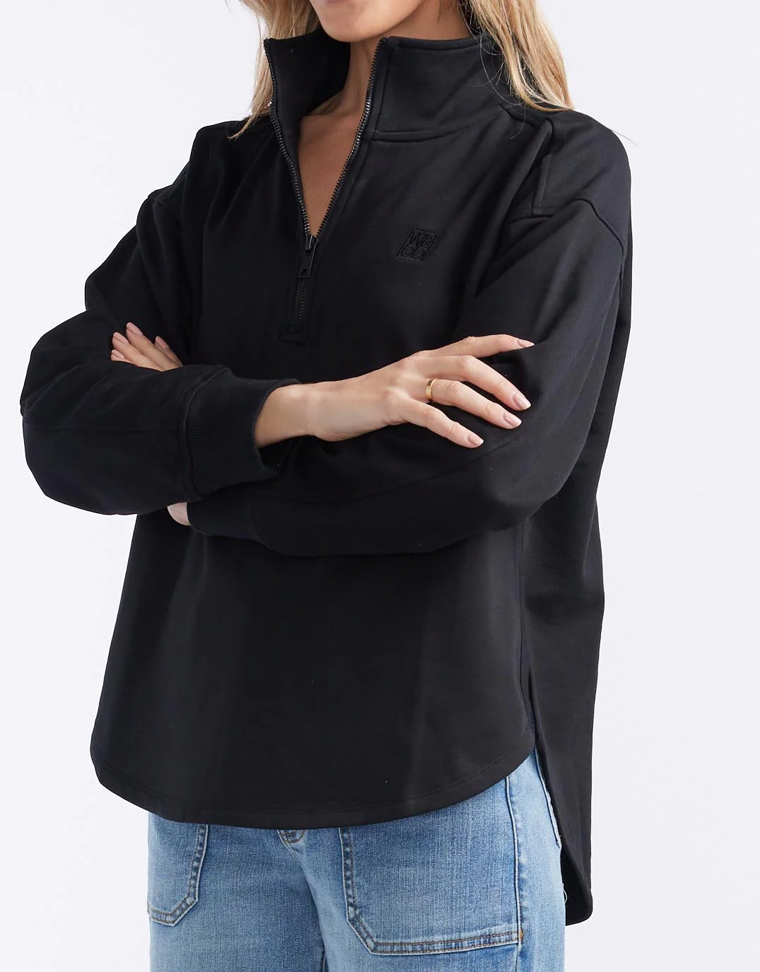 Unwind Half Zip Sweater - Black - Image 7