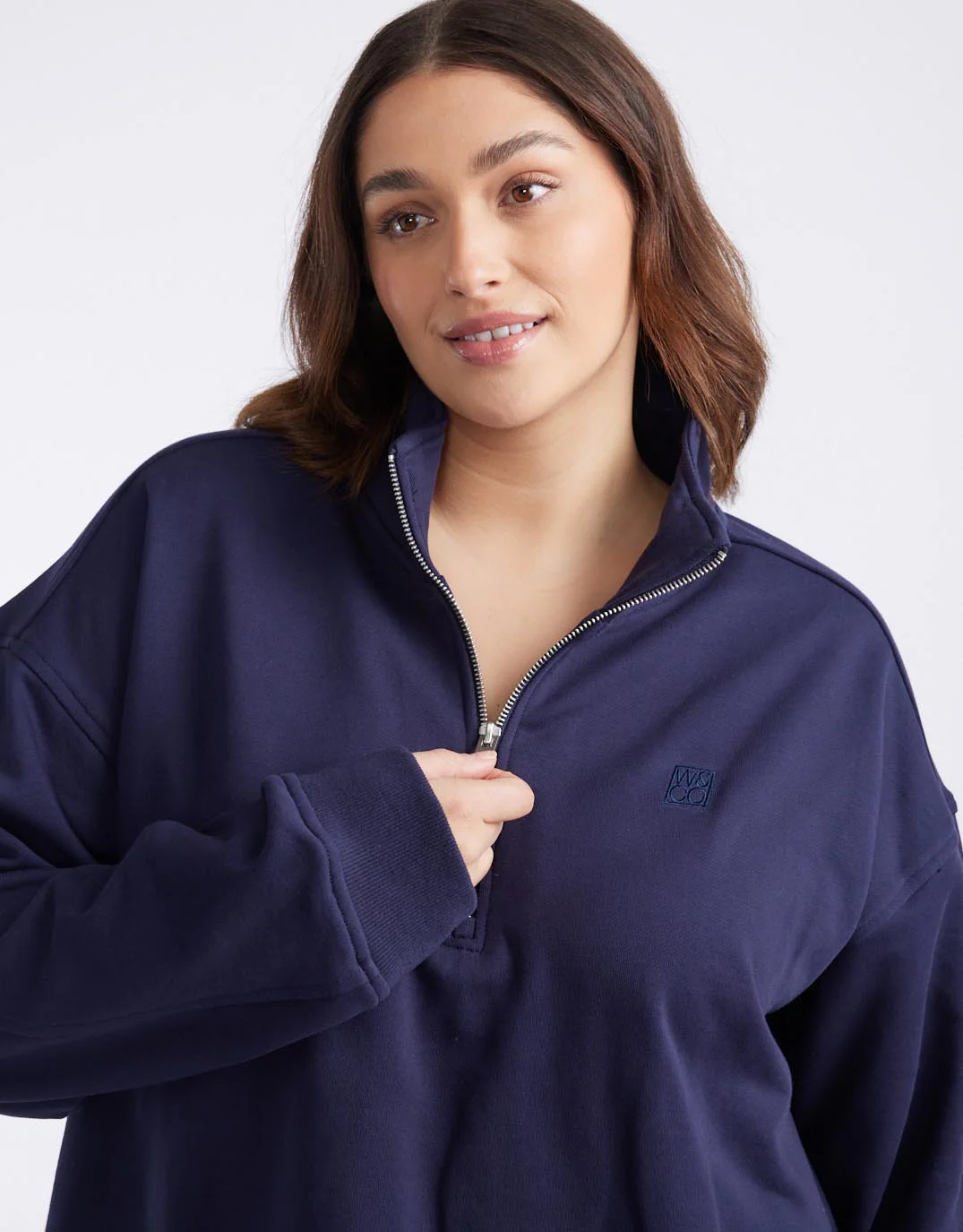 Unwind Half Zip Sweater - Navy - Image 2