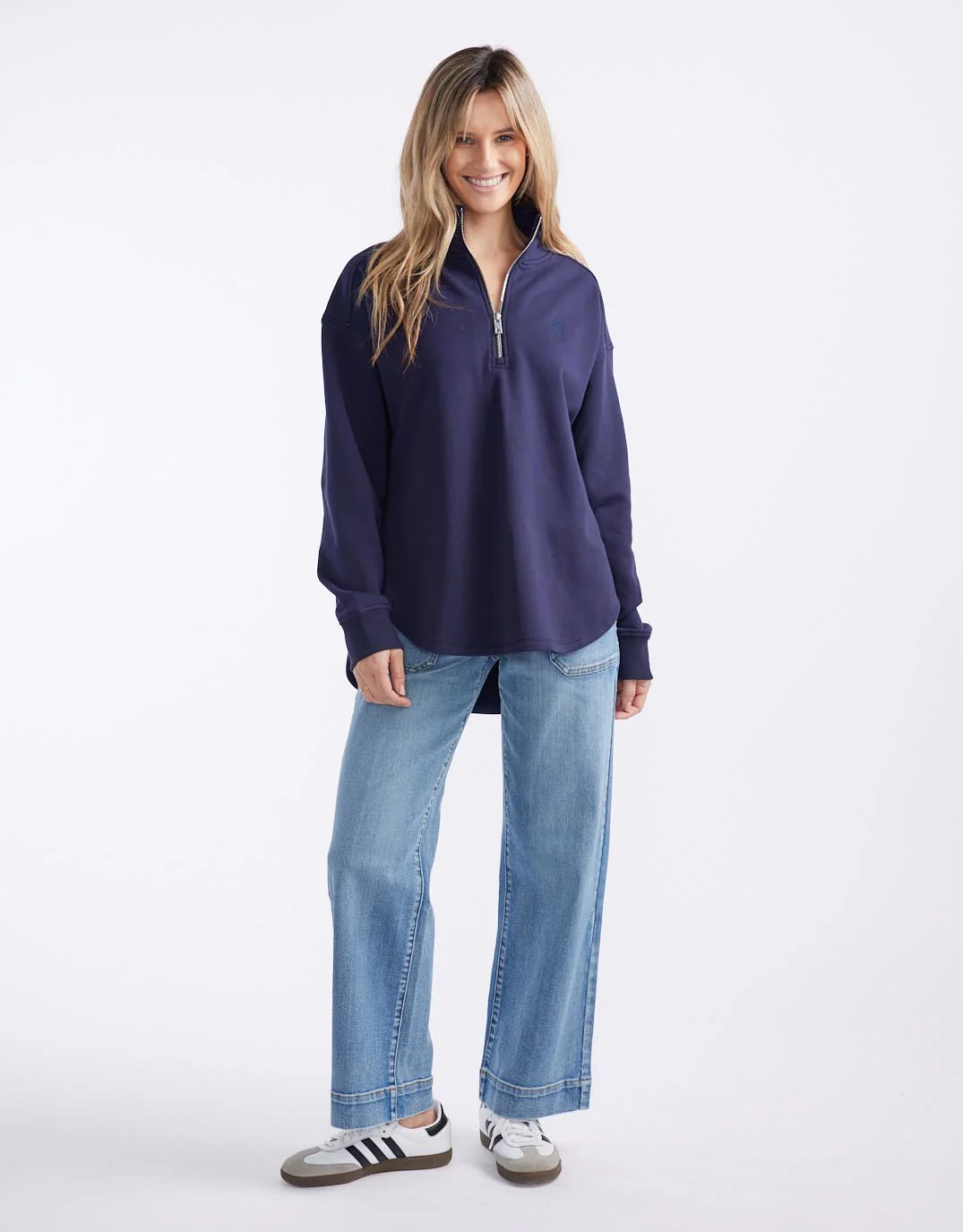 Unwind Half Zip Sweater - Navy - Image 3