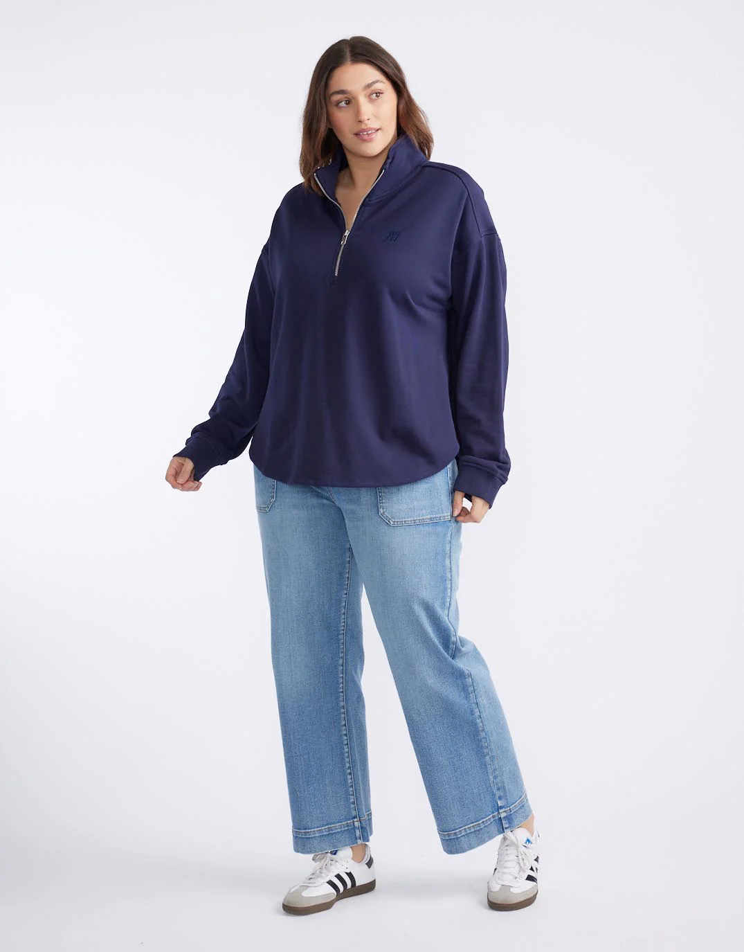 Unwind Half Zip Sweater - Navy - Image 4
