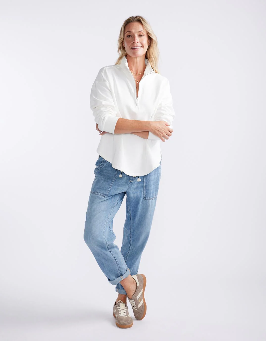 Unwind Half Zip Sweater - White - Image 2