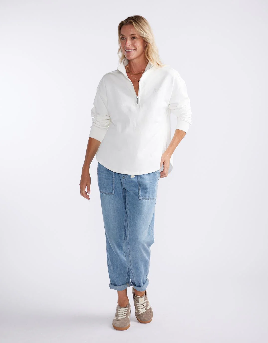 Unwind Half Zip Sweater - White - Image 4