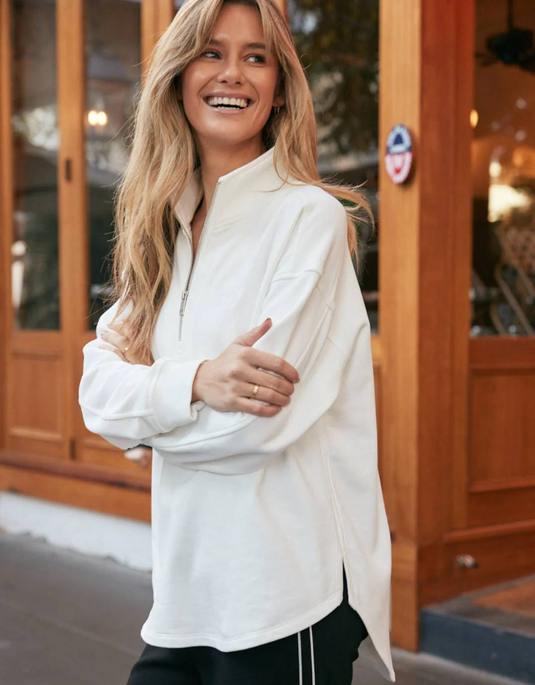 Unwind Half Zip Sweater - White - Image 5