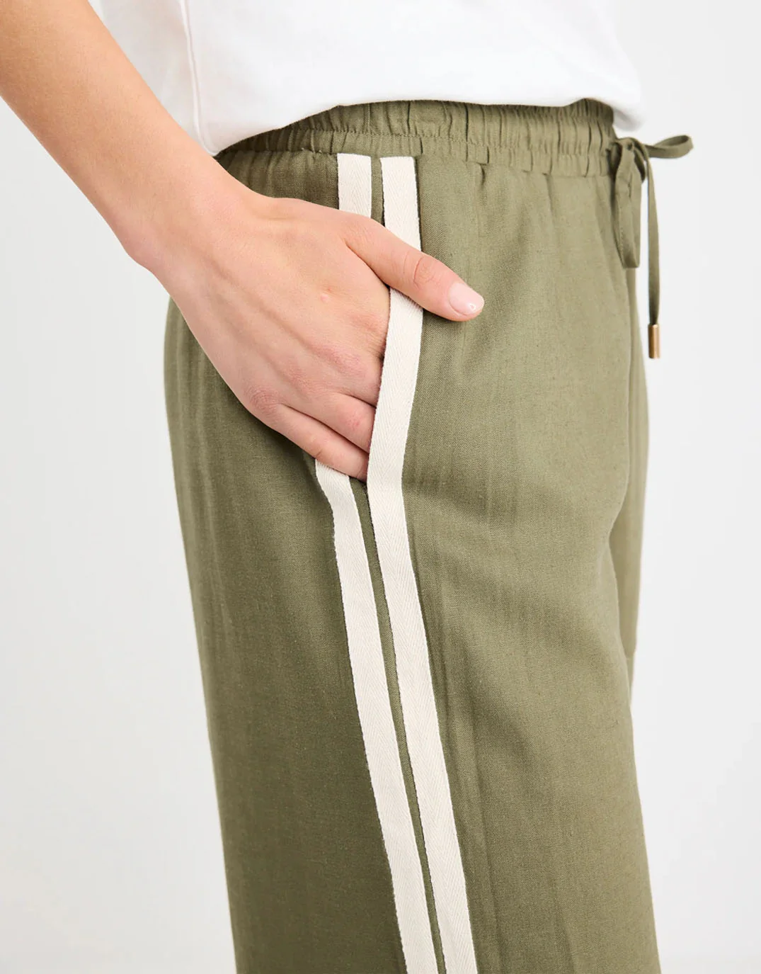Vibe Jacquard Stripe Wide Leg Pants - Khaki - Image 6
