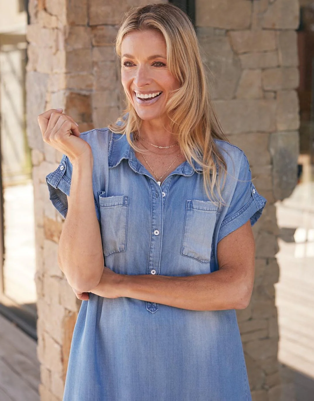 Amber Vintage Denim Dress - Chambray - Image 14