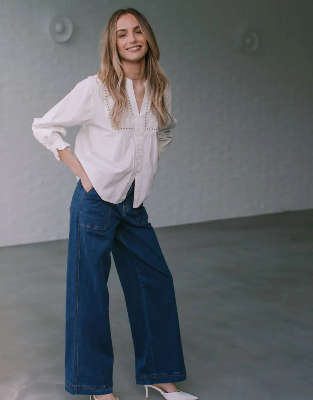 Whiskey Broderie Blouse - White - Image 3