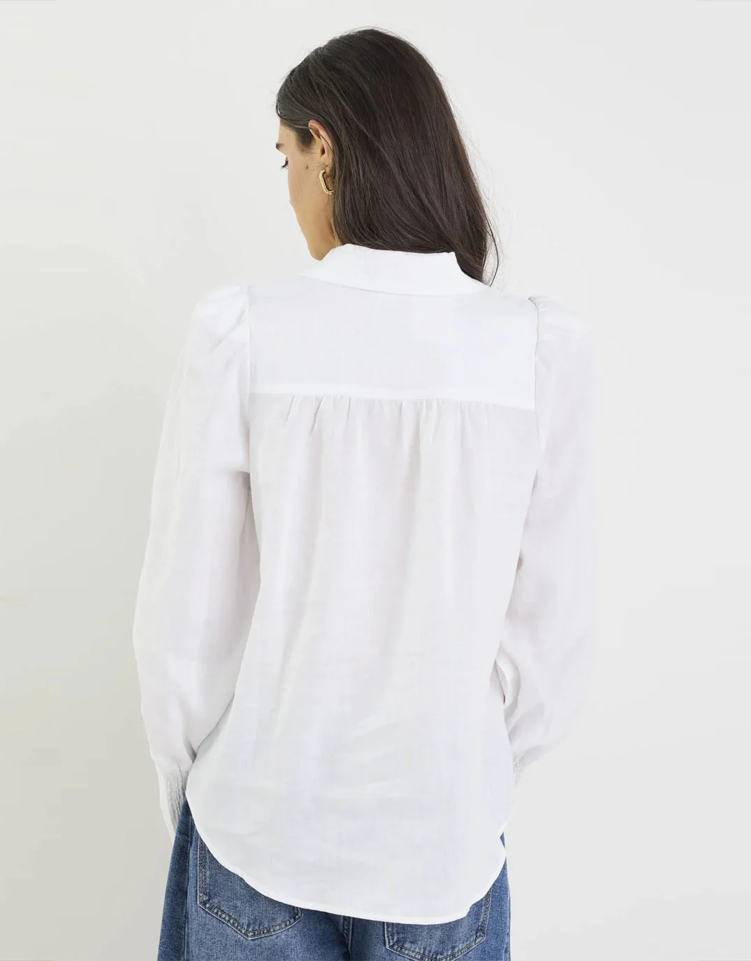 Zinnia Lace Trim Long Sleeve Shirt - White - Image 7