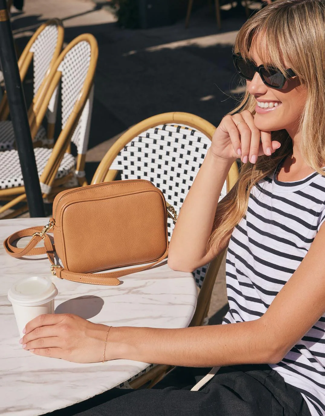 Zoe Classic Crossbody Bag - Tan - Image 4