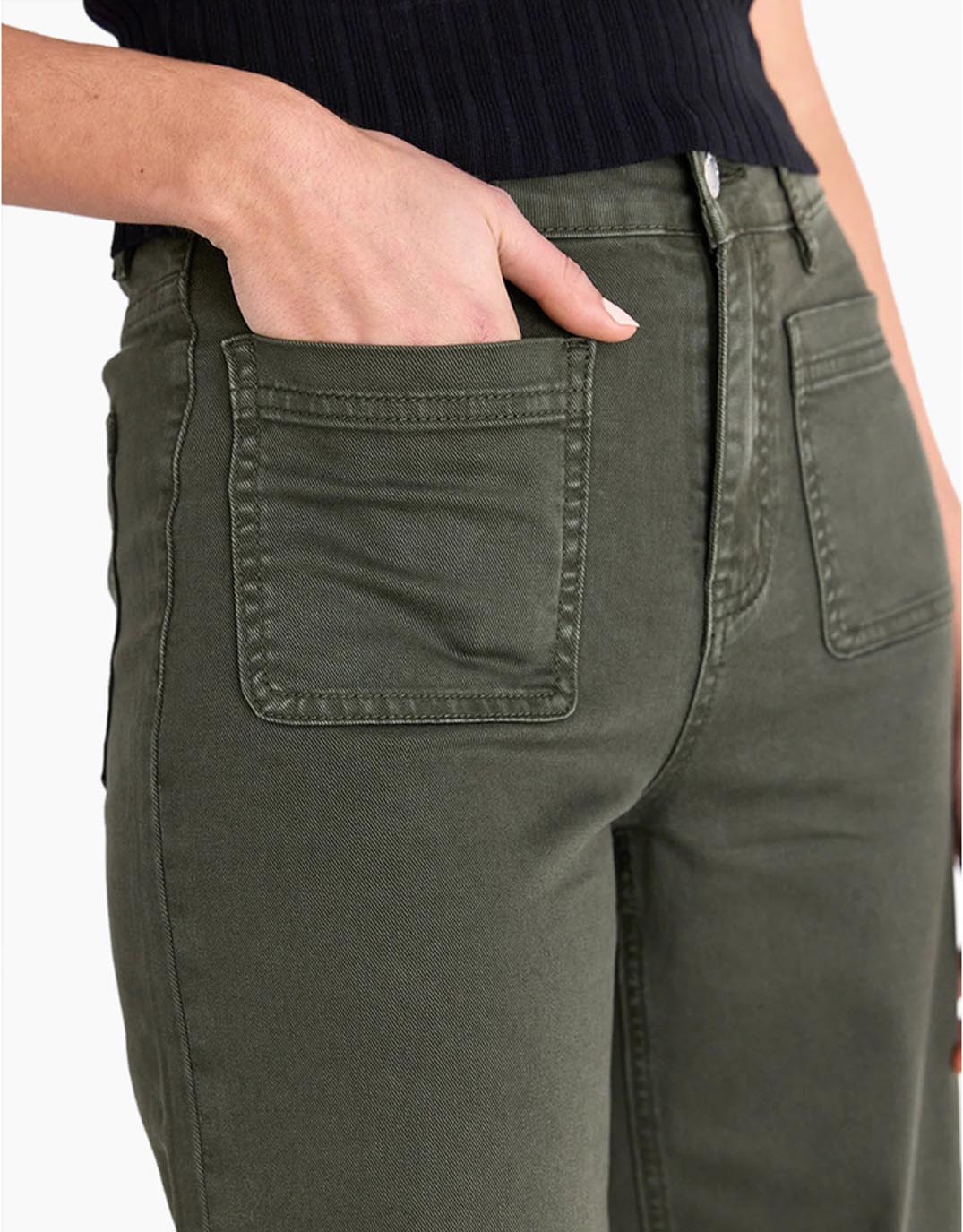 Zoey High Rise Stretch Denim Jean - Dark Khaki - Image 3