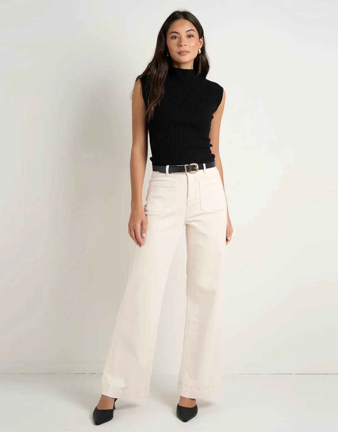 Zoey High Rise Stretch Denim Jean - Ecru - Image 3