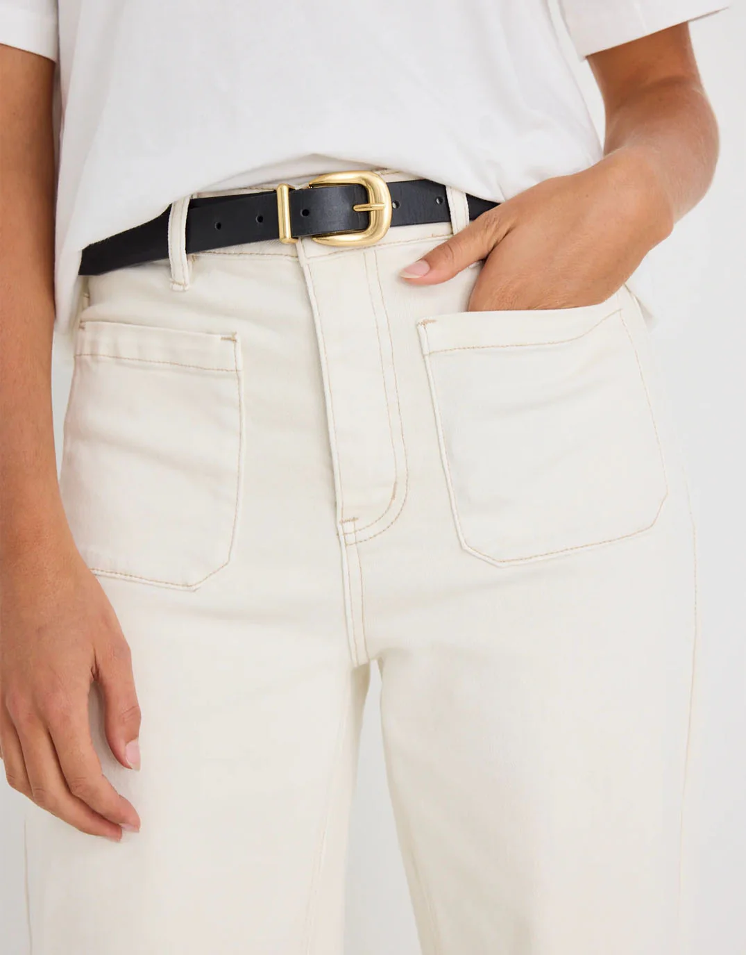 Zoey High Rise Stretch Denim Jean - Ecru - Image 4